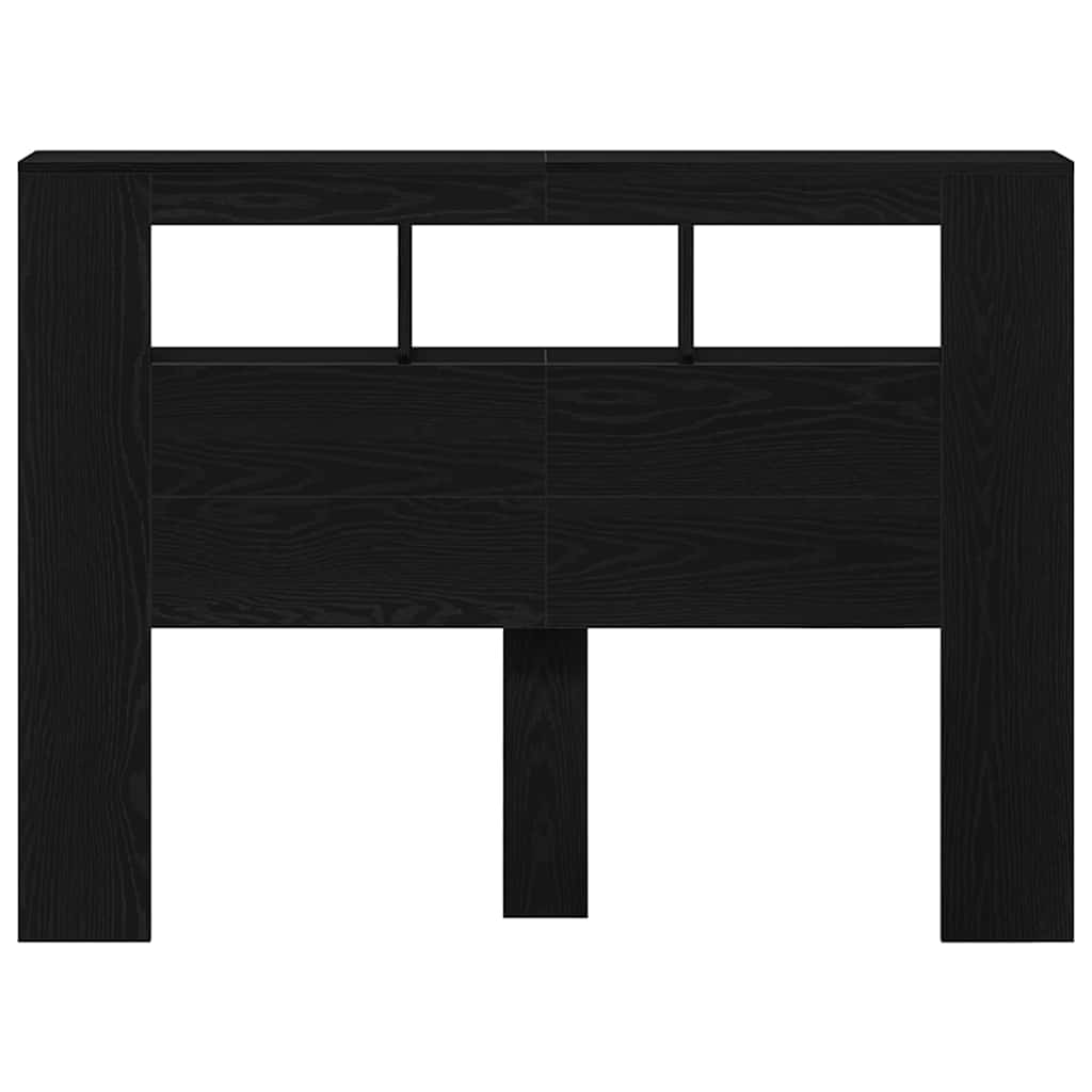 Tête de lit LED avec étagère Chêne noir 140 x 18,5 x 103,5 cm