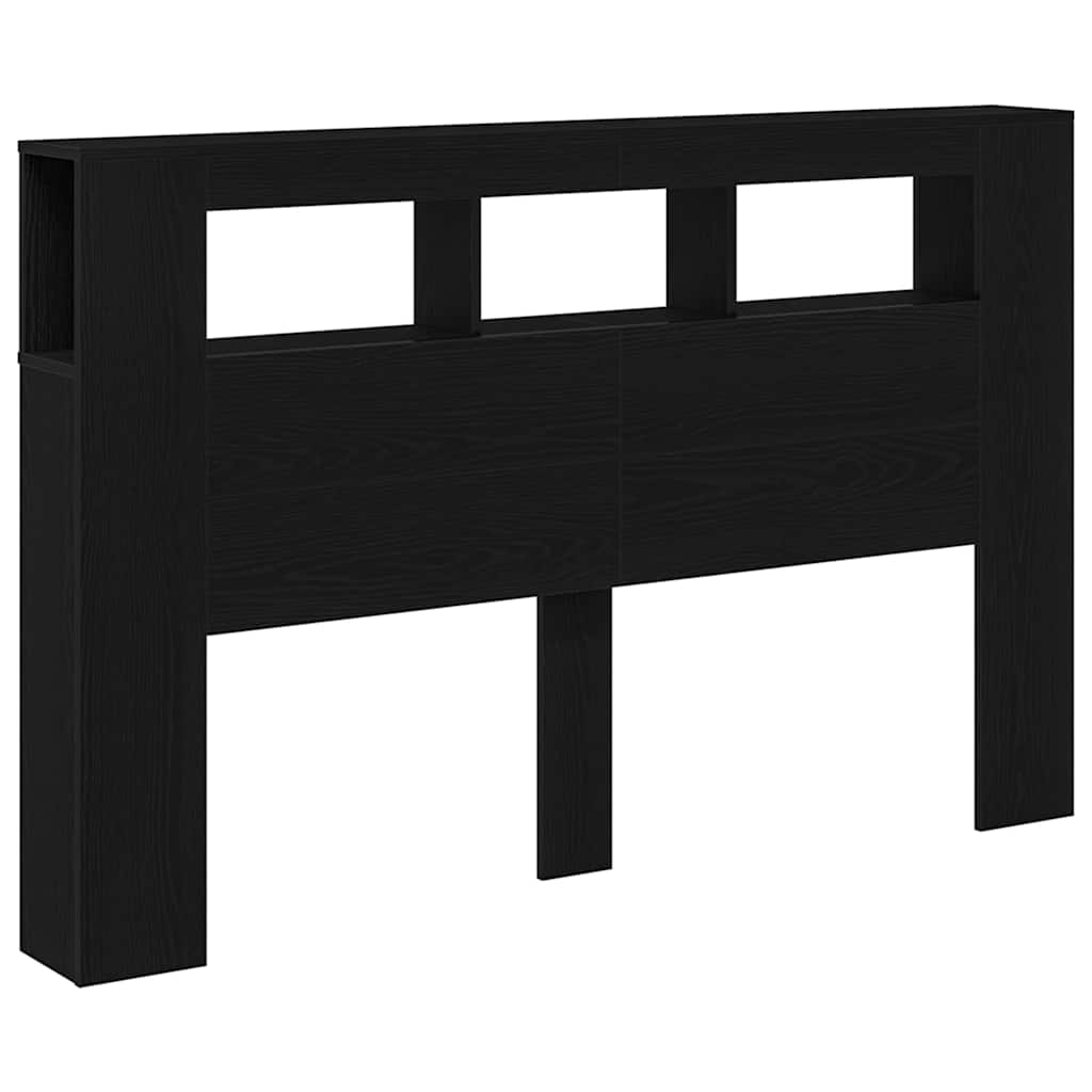 Tête de lit LED avec étagère Chêne noir 160 x 18,5 x 103,5 cm