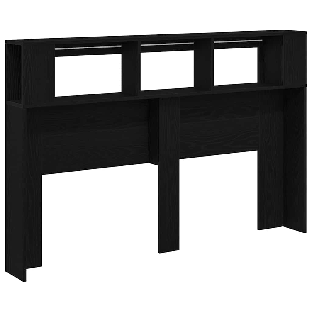 Tête de lit LED avec étagère Chêne noir 160 x 18,5 x 103,5 cm