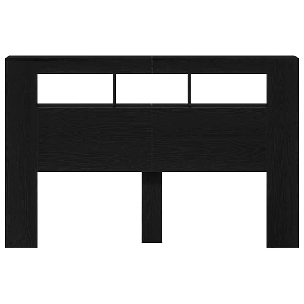 Tête de lit LED avec étagère Chêne noir 160 x 18,5 x 103,5 cm