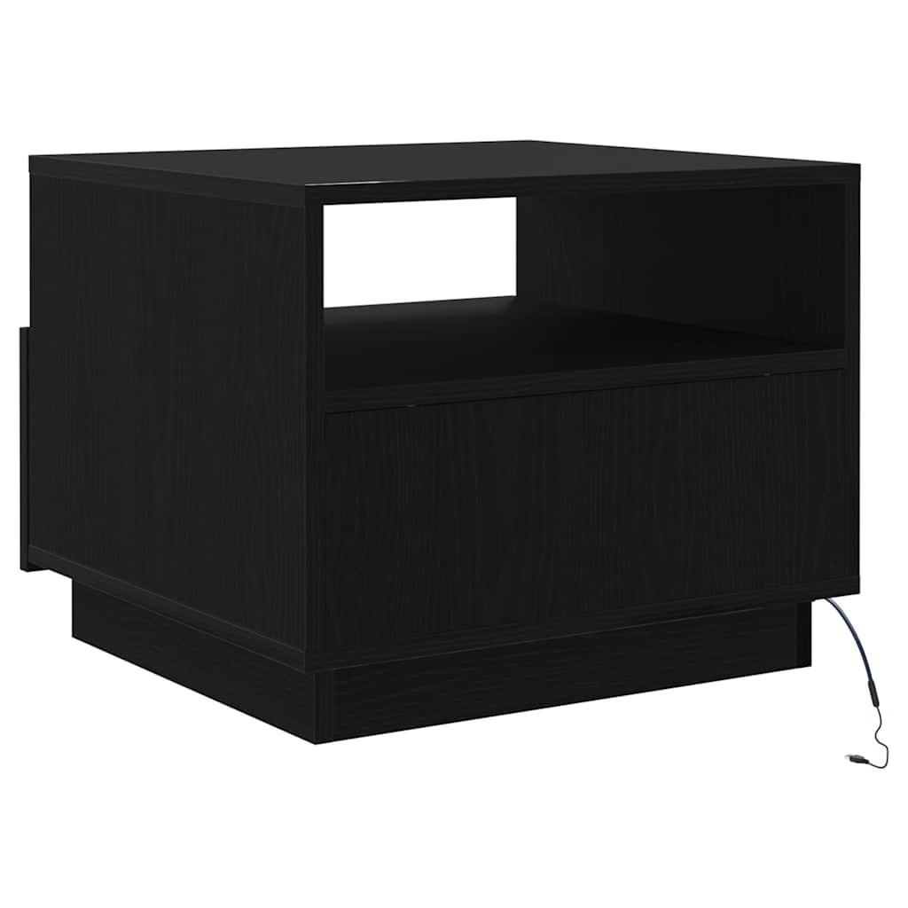 Table basse avec lumières LED chêne noir 50x49x40 cm - XIOS