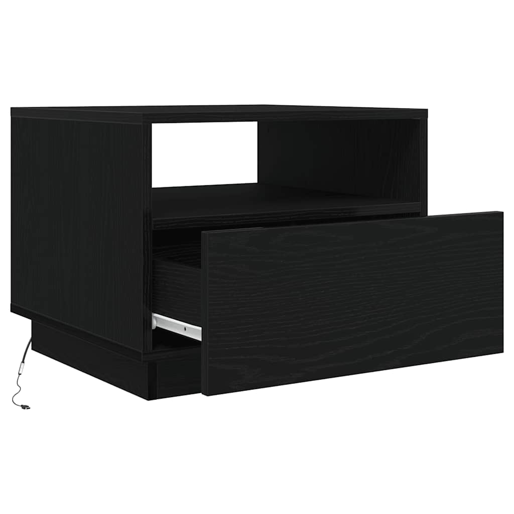 Table basse avec lumières LED chêne noir 50x49x40 cm - XIOS