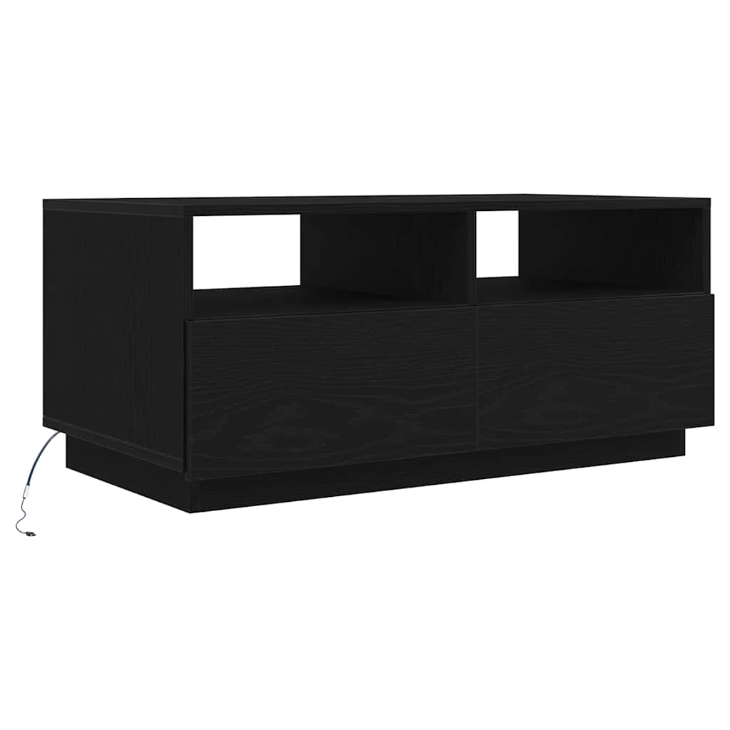 Table basse avec lumières LED chêne noir 90x49x40 cm - XIOS