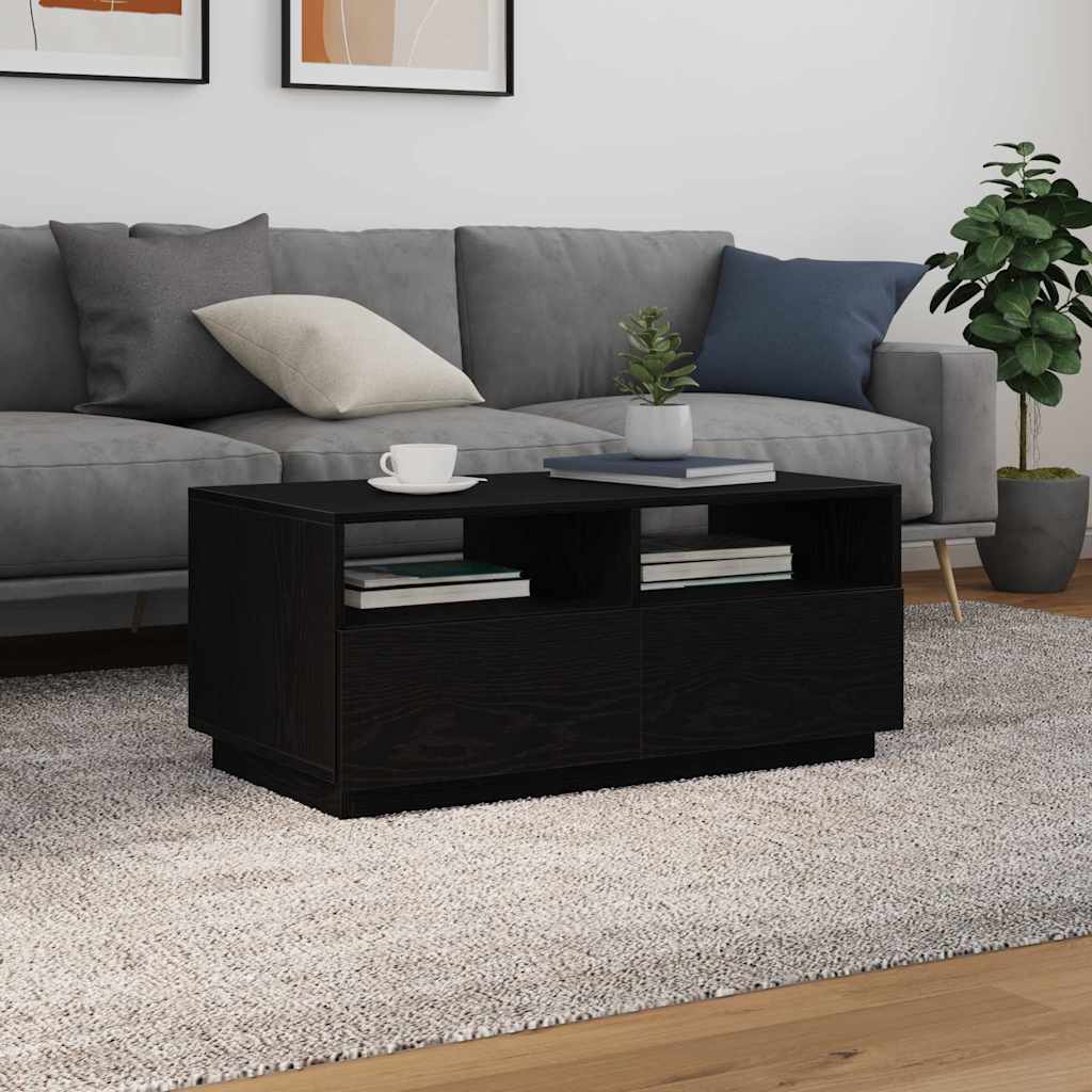 Table basse avec lumières LED chêne noir 90x49x40 cm - XIOS