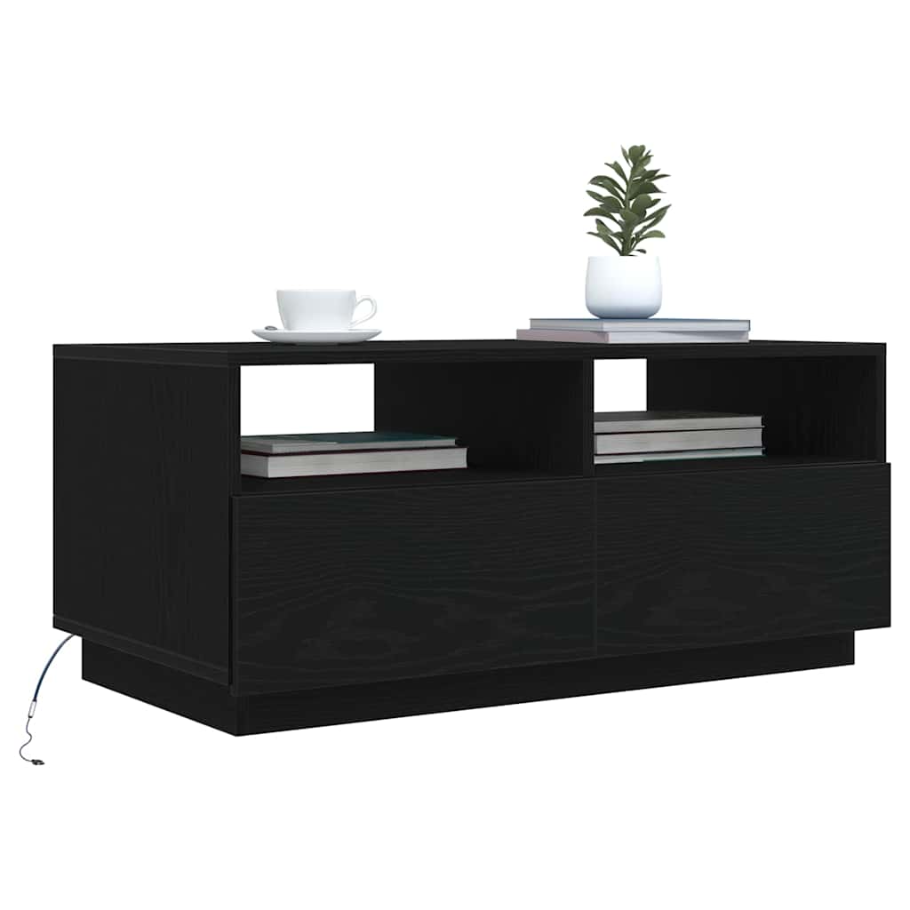 Table basse avec lumières LED chêne noir 90x49x40 cm - XIOS