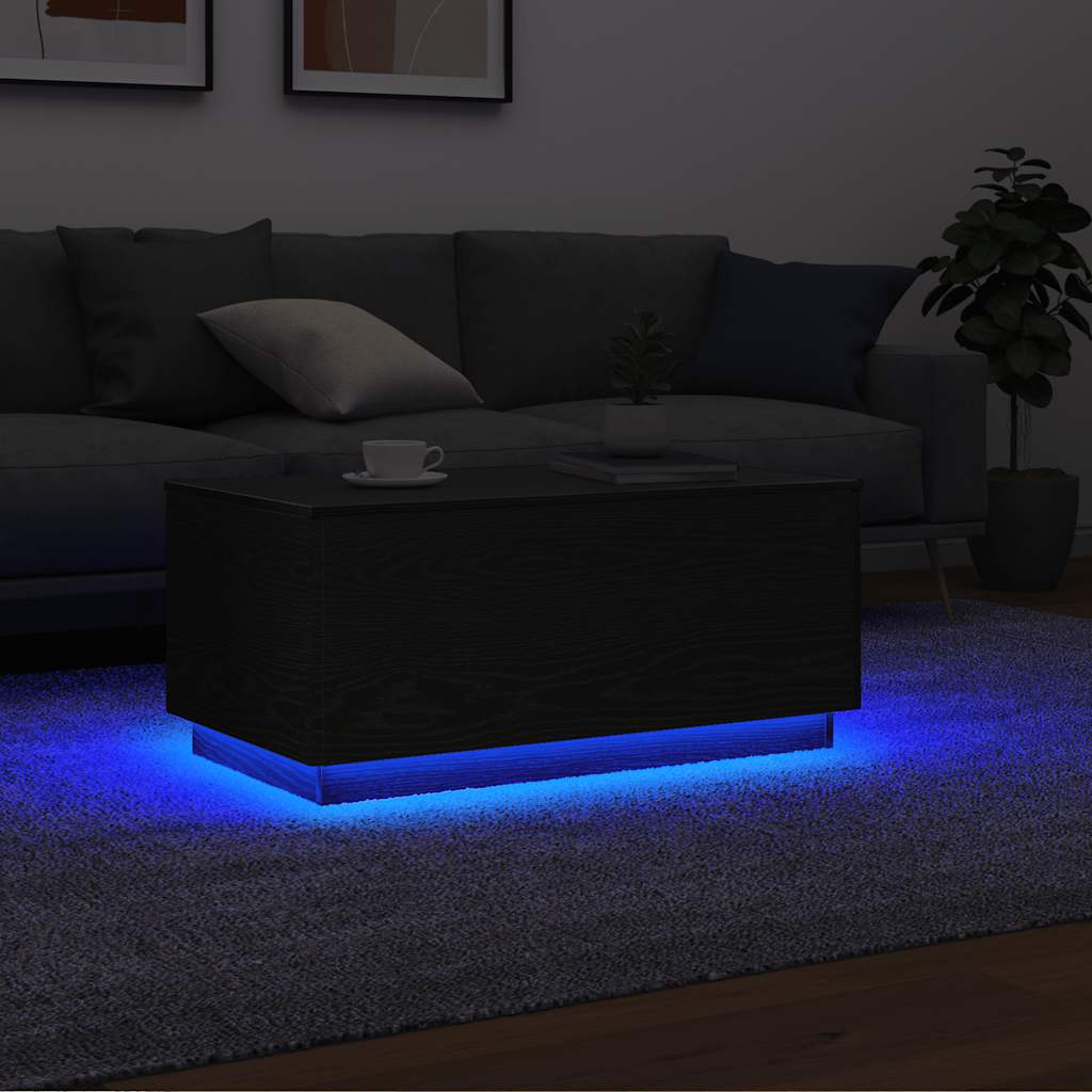 Table basse avec lumières LED chêne noir 90x49x40 cm - XIOS