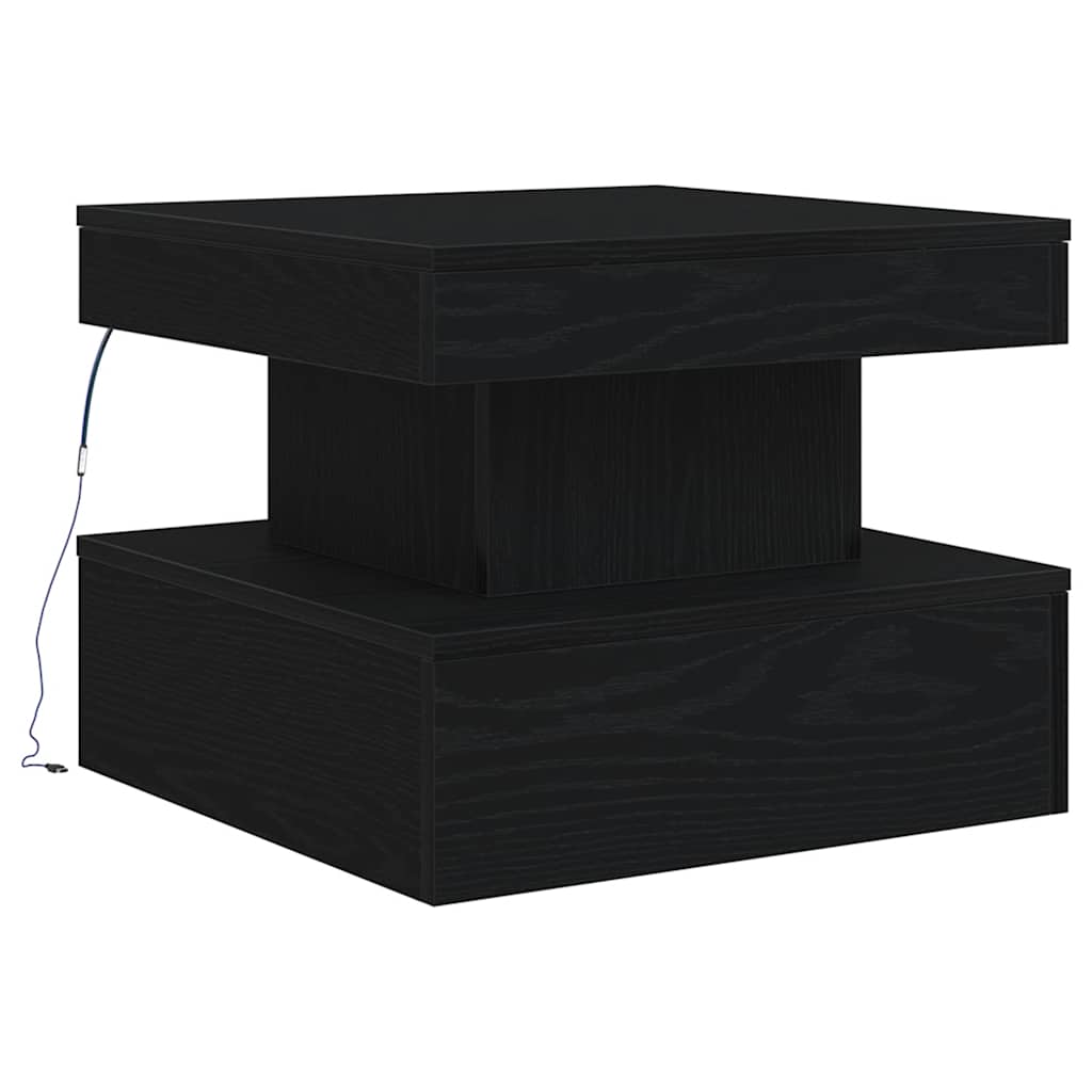 Table basse avec lumières LED chêne noir 50x50x40 cm - XIOS