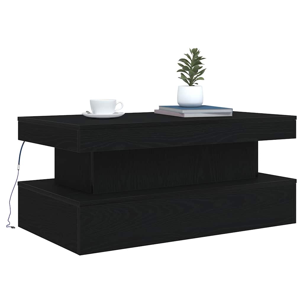 Table basse avec lumières LED chêne noir 90x50x40 cm - XIOS