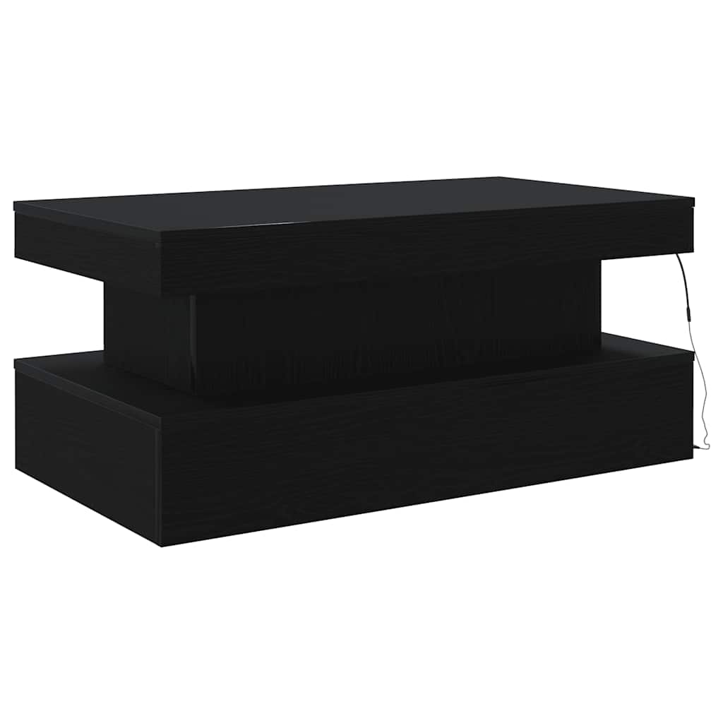 Table basse avec lumières LED chêne noir 90x50x40 cm - XIOS