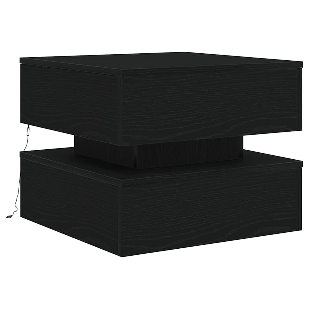 Table basse avec lumières LED chêne noir 50x50x40 cm - XIOS