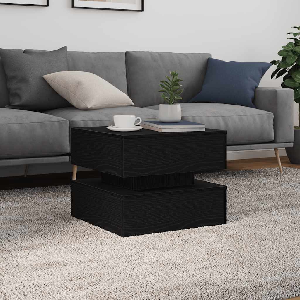 Table basse avec lumières LED chêne noir 50x50x40 cm - XIOS
