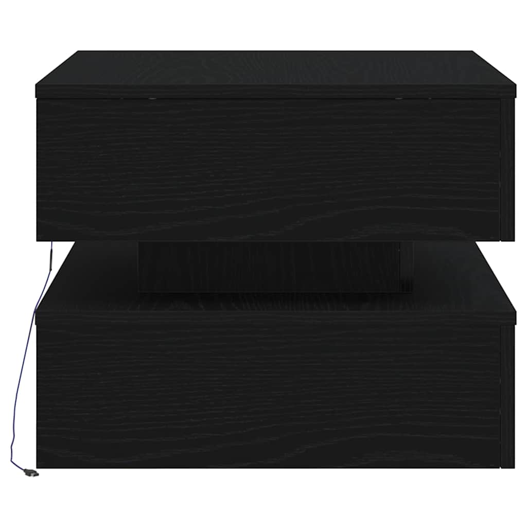 Table basse avec lumières LED chêne noir 50x50x40 cm - XIOS