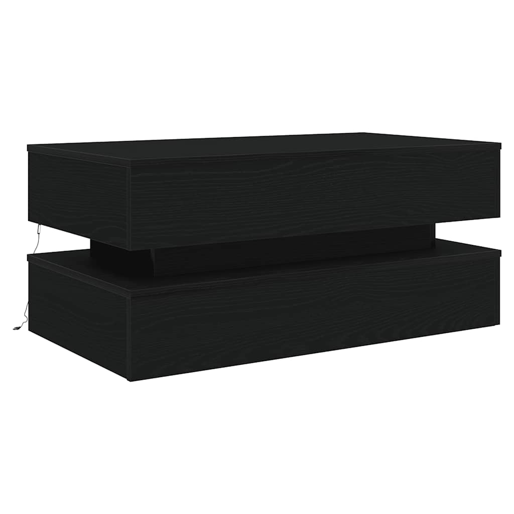 Table basse avec lumières LED chêne noir 90x50x40 cm - XIOS