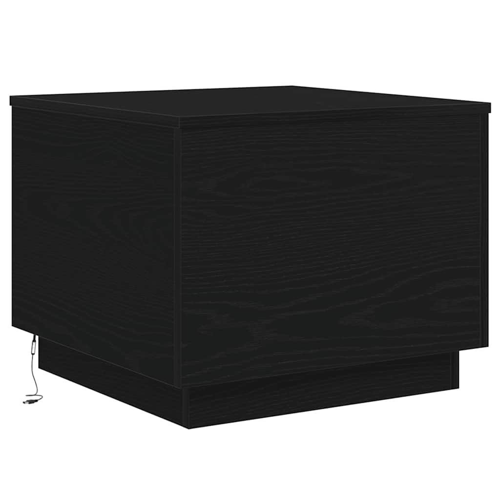 Table basse avec lumières LED chêne noir 50x50x40 cm - XIOS