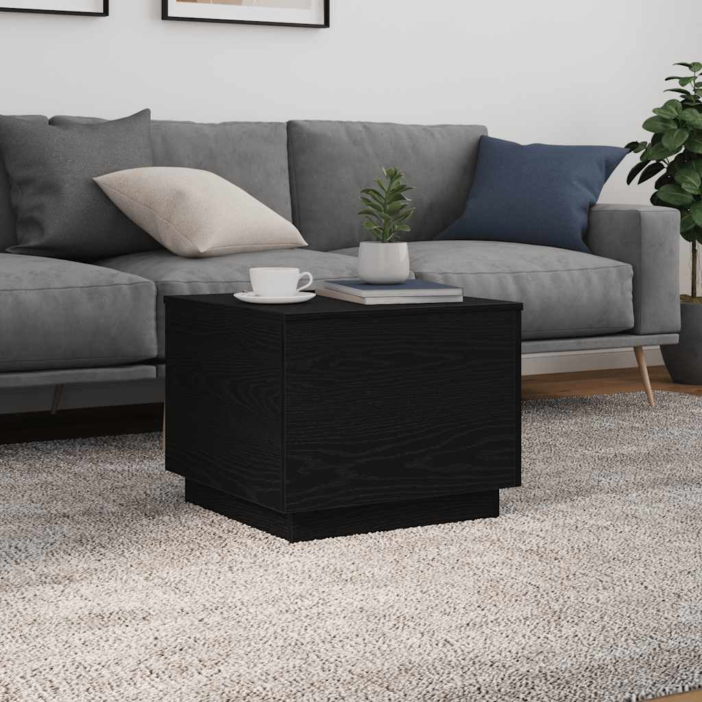 Table basse avec lumières LED chêne noir 50x50x40 cm - XIOS