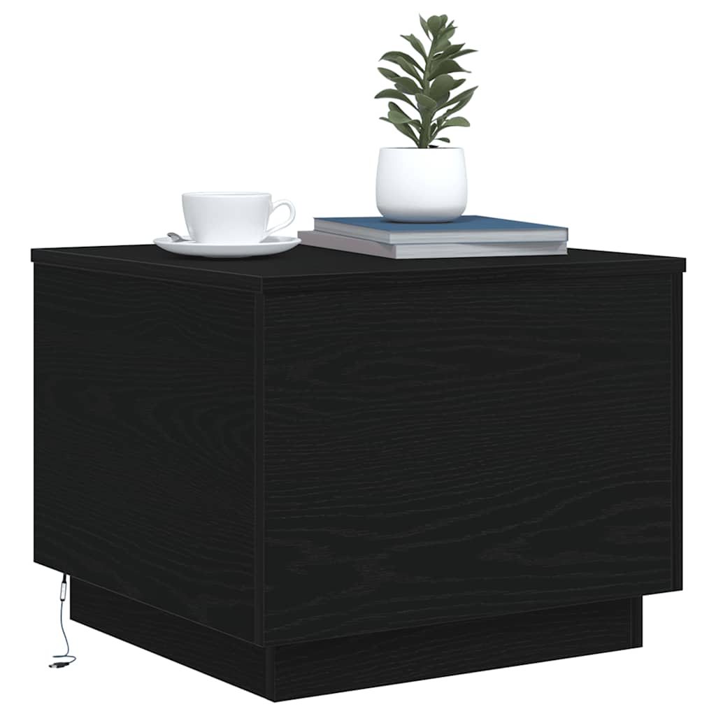 Table basse avec lumières LED chêne noir 50x50x40 cm - XIOS