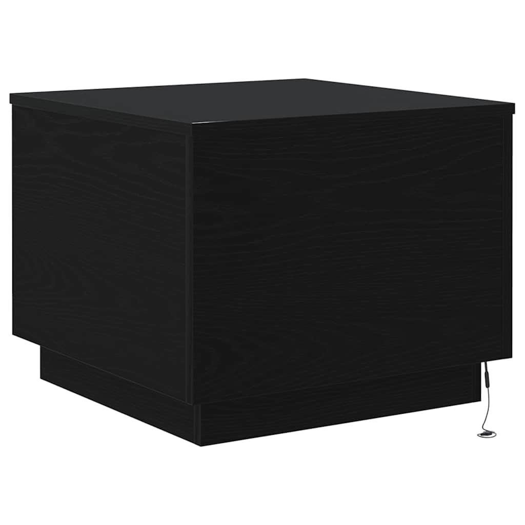Table basse avec lumières LED chêne noir 50x50x40 cm - XIOS