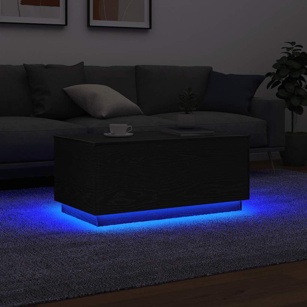 Table basse avec lumières LED chêne noir 90x50x40 cm - XIOS