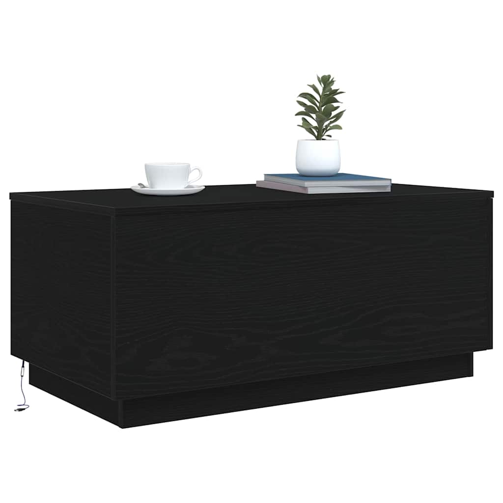 Table basse avec lumières LED chêne noir 90x50x40 cm - XIOS