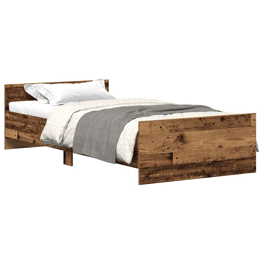 Cadre de lit sans matelas vieux bois 75x190 cm bois ingénierie - XIOS