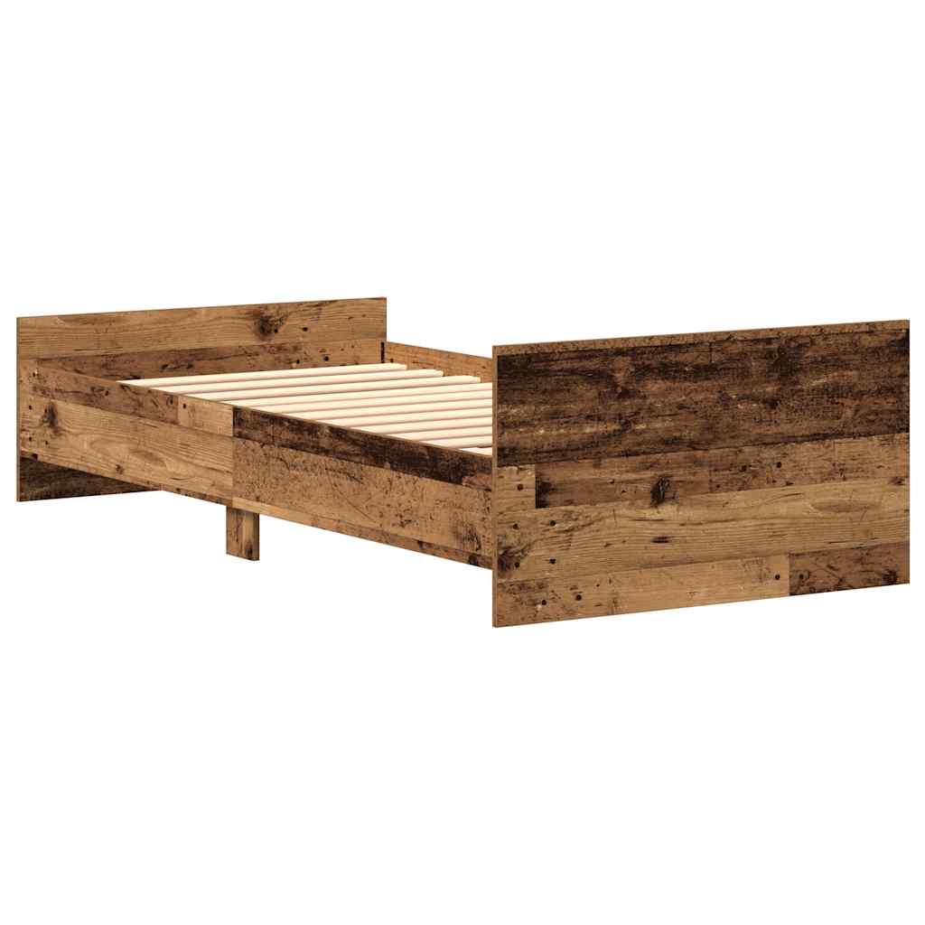 Cadre de lit sans matelas vieux bois 75x190 cm bois ingénierie - XIOS