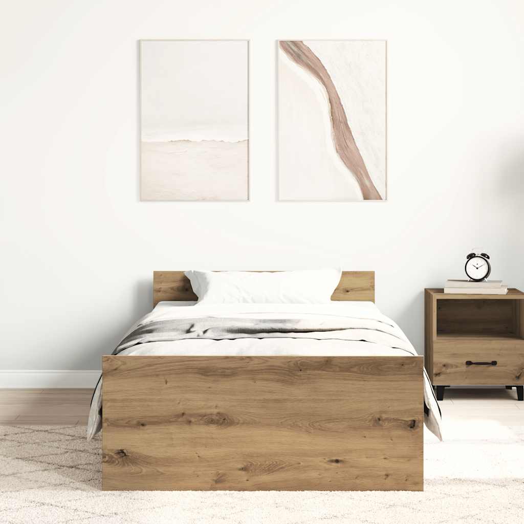 Cadre de lit sans matelas chêne artisanal 75x190 cm - XIOS