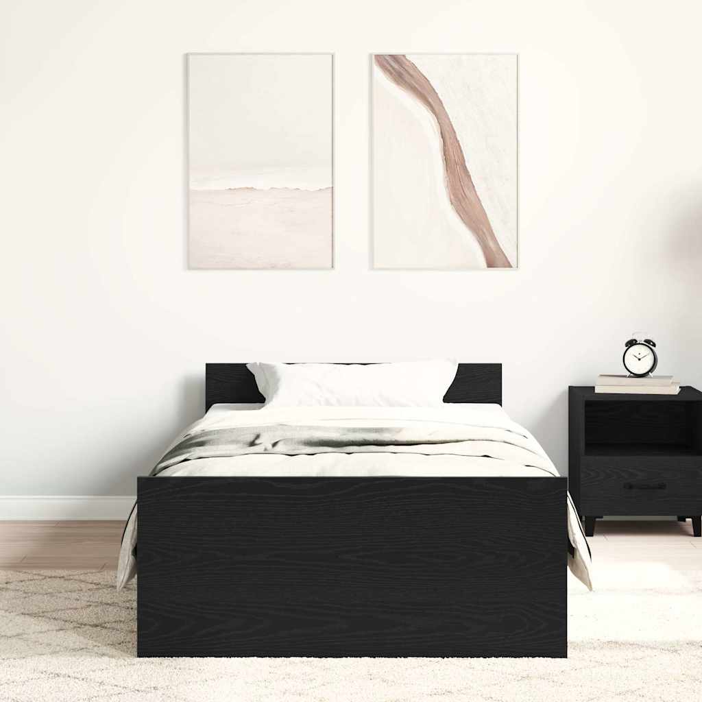 Cadre de lit sans matelas chêne noir 90x200cm bois d'ingénierie