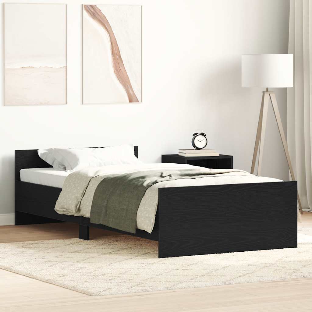 Cadre de lit sans matelas chêne noir 100x200 cm - XIOS
