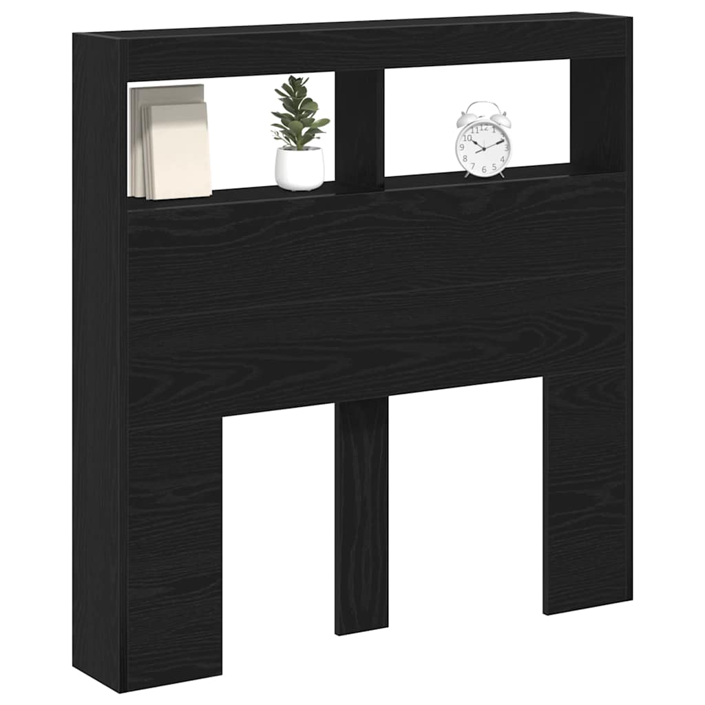 Armoire tête de lit avec LED chêne noir 100x17x102 cm