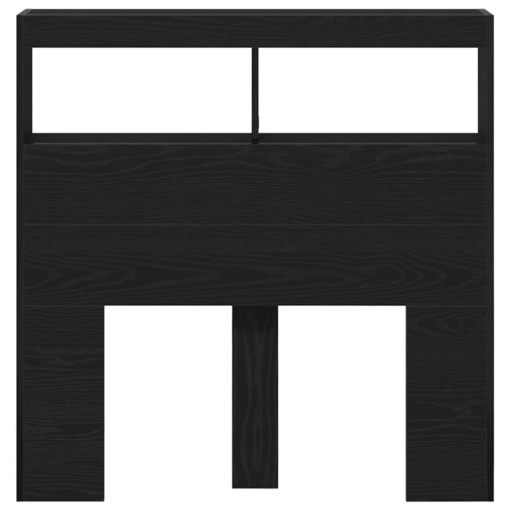 Armoire tête de lit avec LED chêne noir 100x17x102 cm