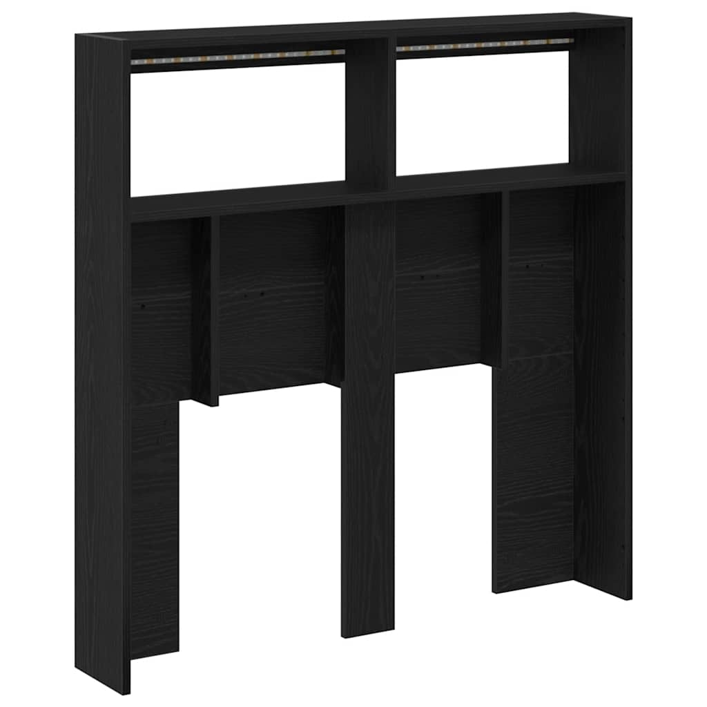 Armoire tête de lit avec LED chêne noir 100x17x102 cm