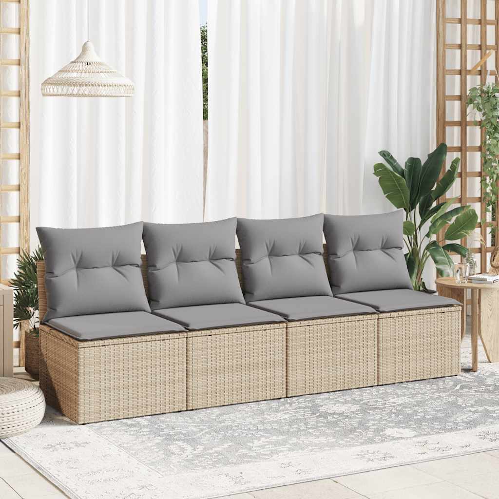 Salon de jardin avec coussins 2 pcs beige résine tressée acacia
