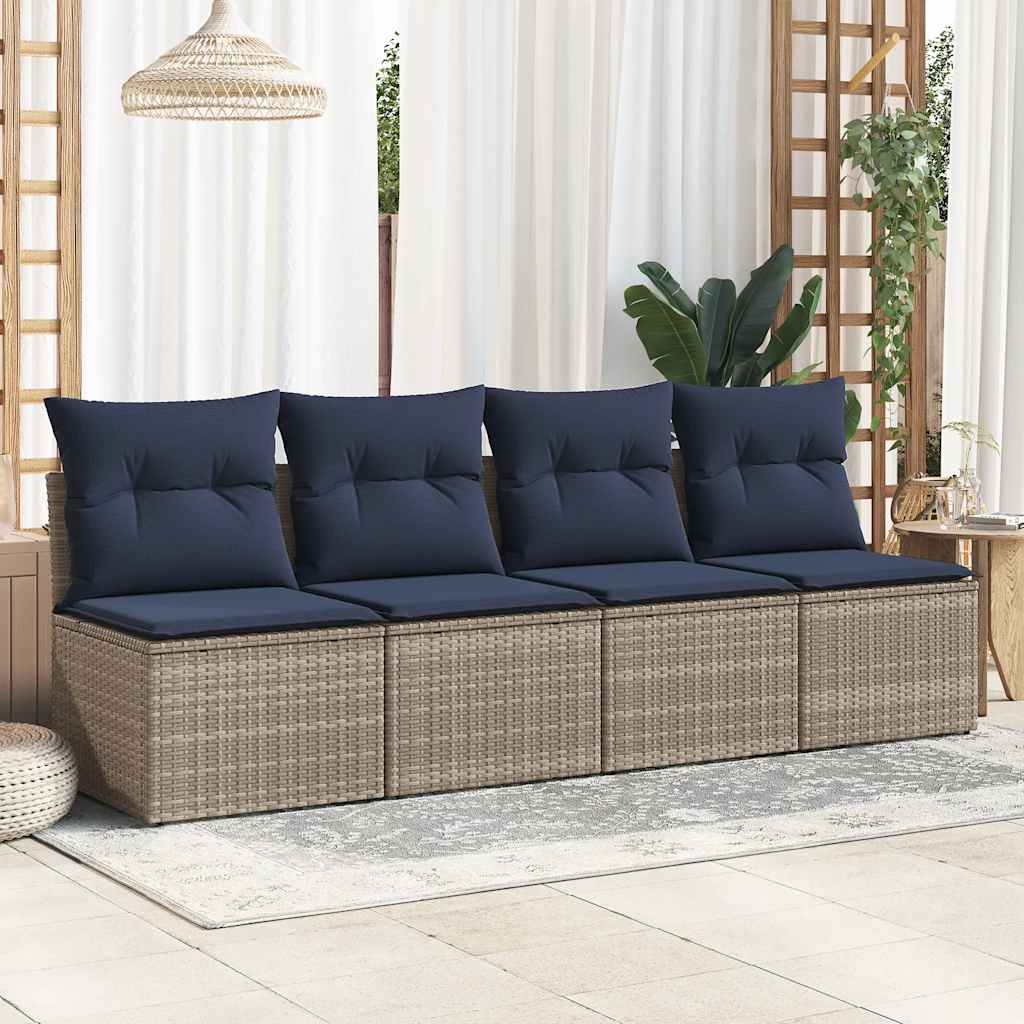Salon de jardin 2 pcs avec coussins gris résine tressée acacia