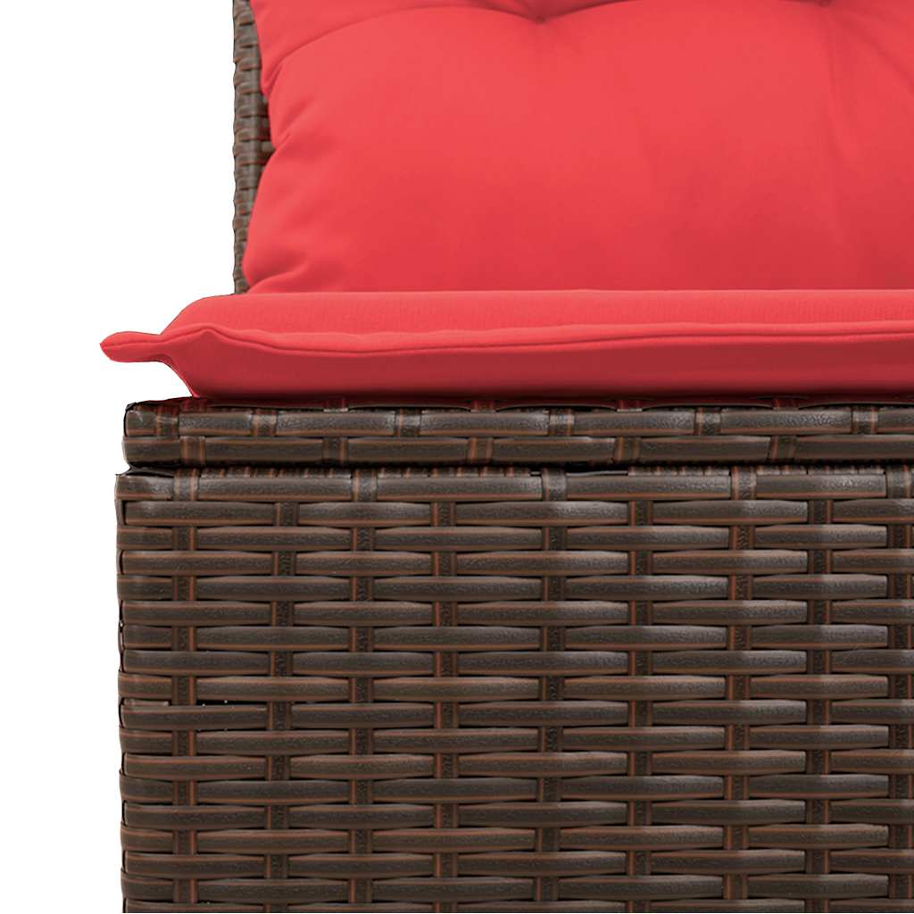 Salon de jardin avec coussins 5 pcs marron résine tressée