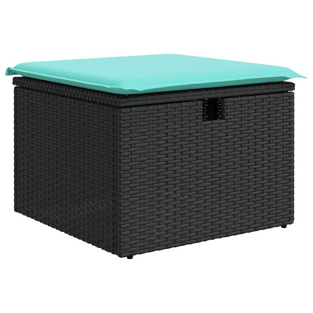 Salon de jardin 8 pcs avec coussins noir résine tressée