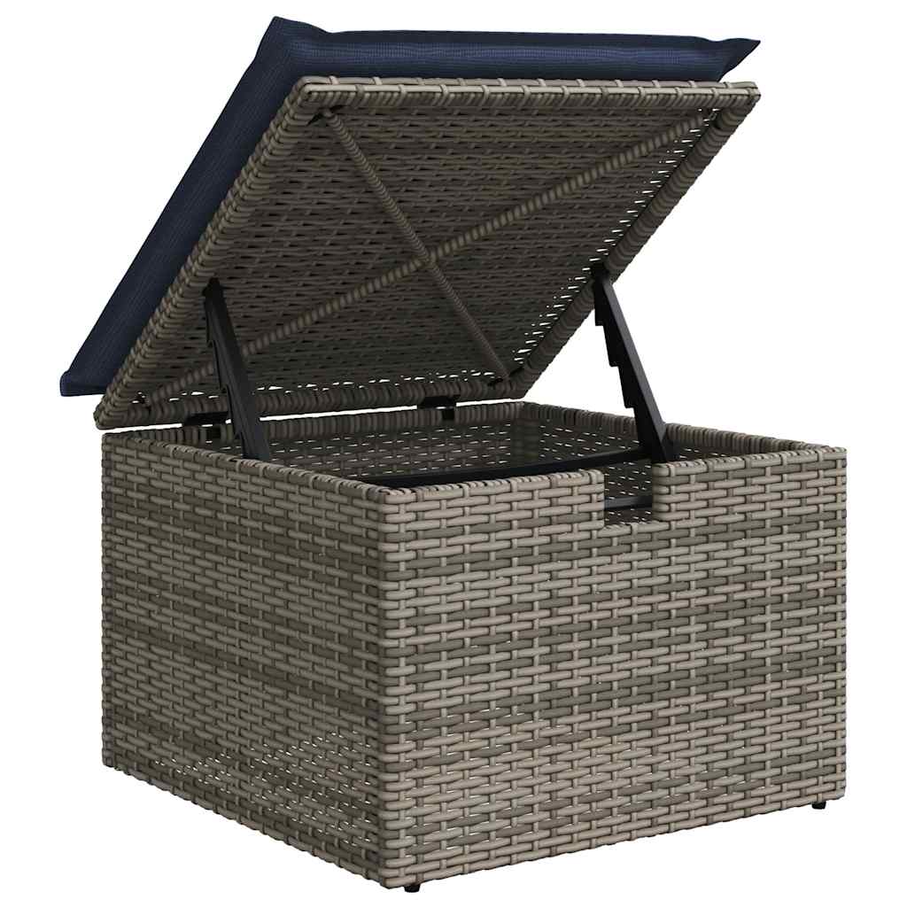 Salon de jardin avec coussins 7 pcs gris résine tressée