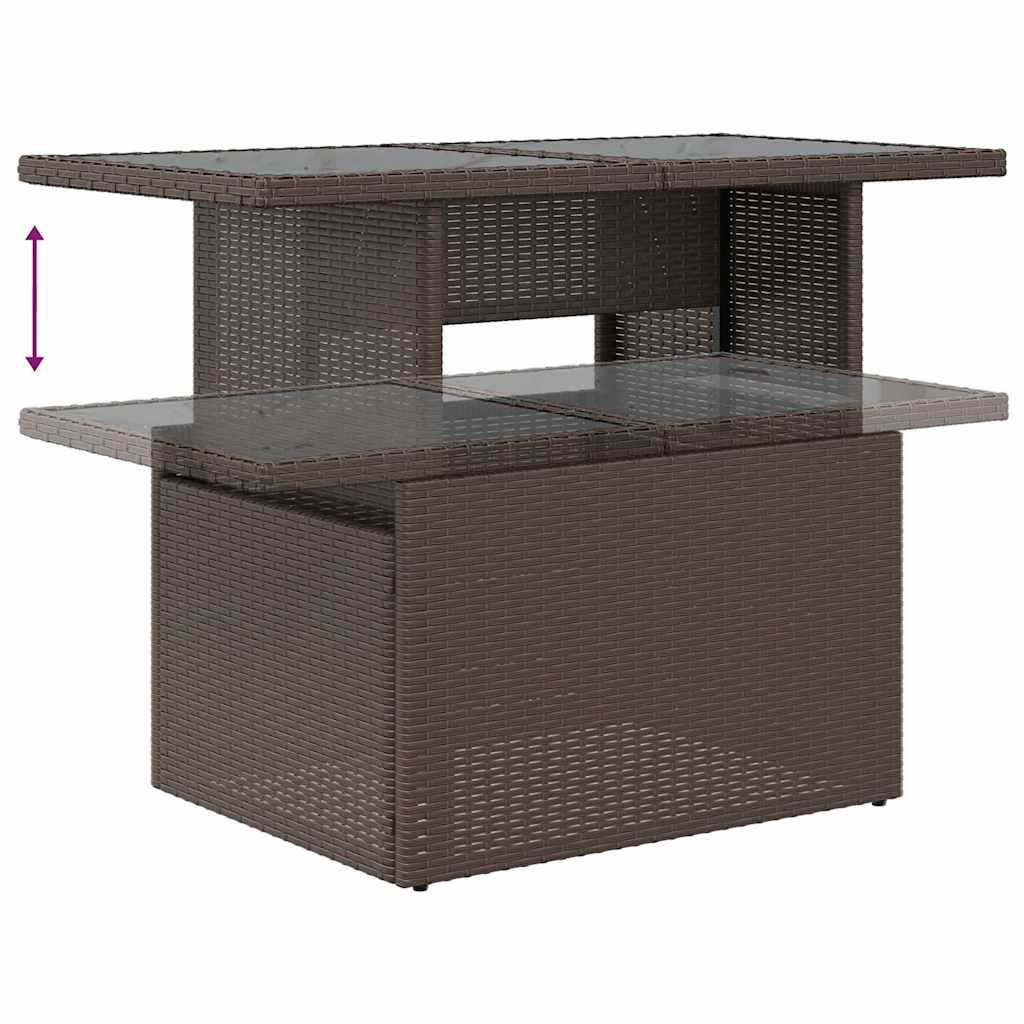 Salon de jardin avec coussins 9pcs marron résine tressée acacia