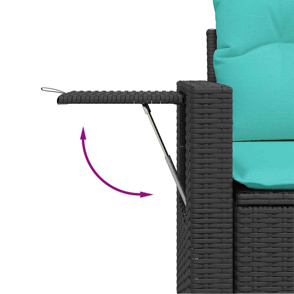Salon de jardin 6 pcs avec coussins noir résine tressée