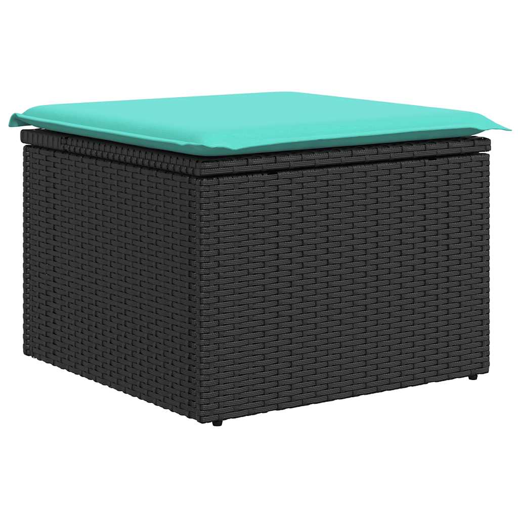 Salon de jardin 8 pcs avec coussins noir résine tressée