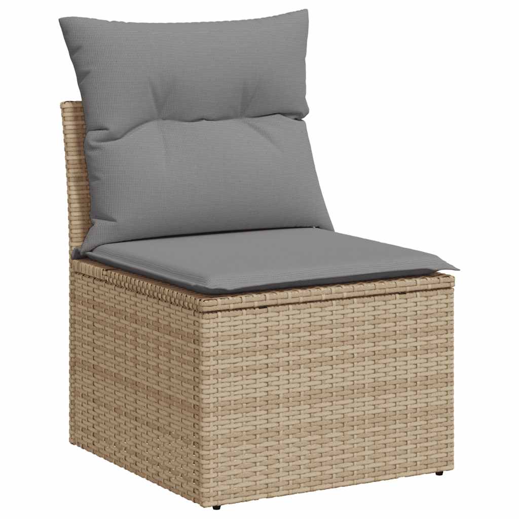 Salon de jardin avec coussins 7 pcs gris résine tressée