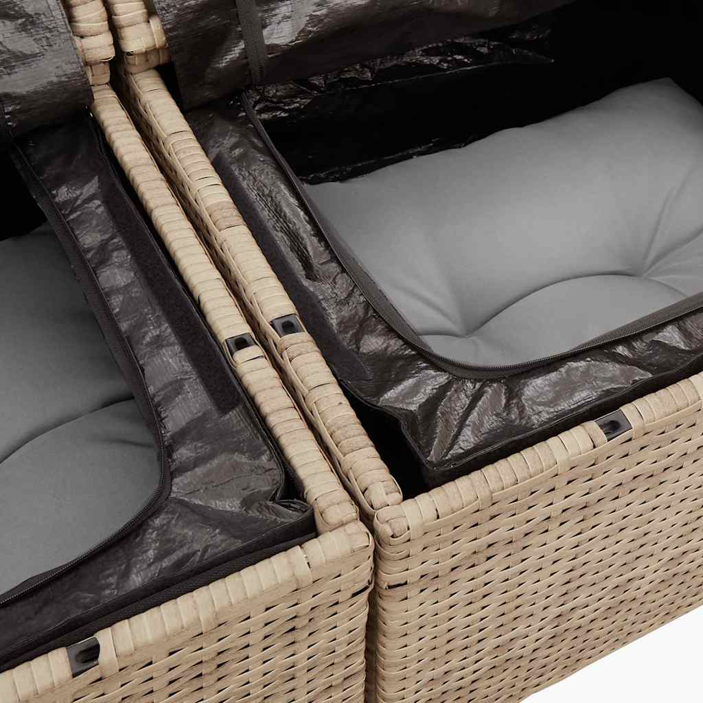 Salon de jardin avec coussins 7 pcs gris résine tressée