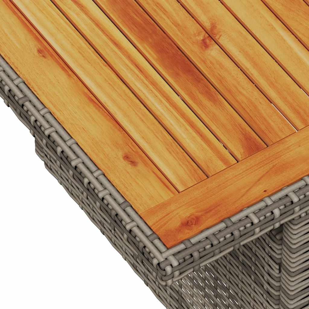 Salon de jardin 5 pcs avec coussins gris résine tressée acacia