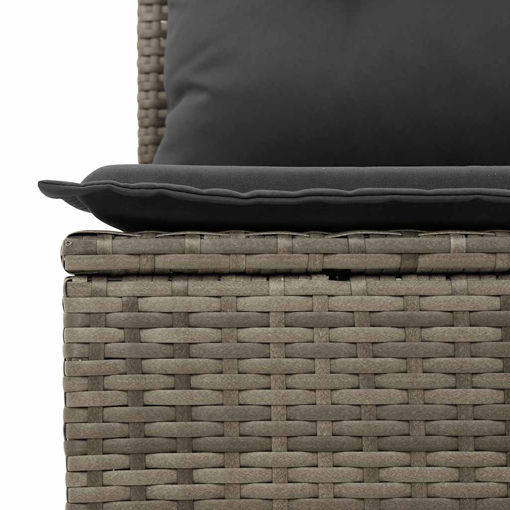 Salon de jardin avec coussins 7 pcs gris résine tressée acacia