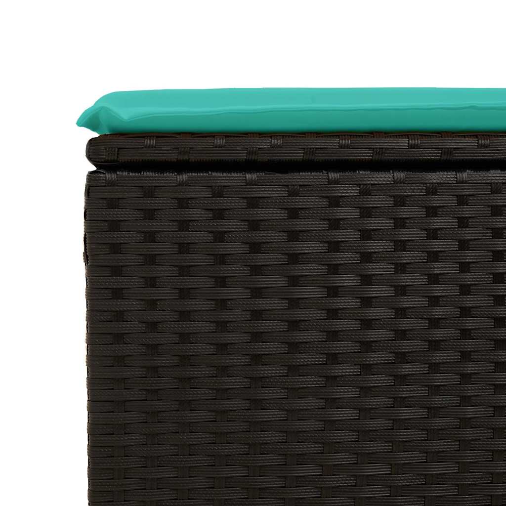 Salon de jardin 6 pcs avec coussins noir résine tressée