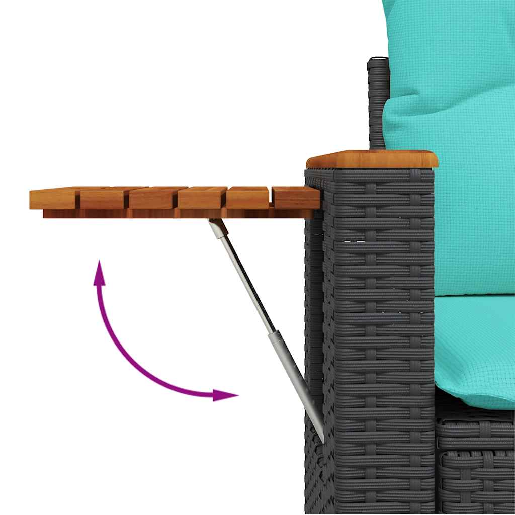 Salon de jardin 5 pcs avec coussins noir résine tressée