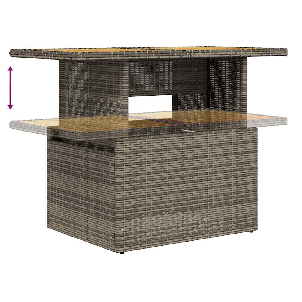 Salon de jardin avec coussins 7 pcs gris résine tressée acacia