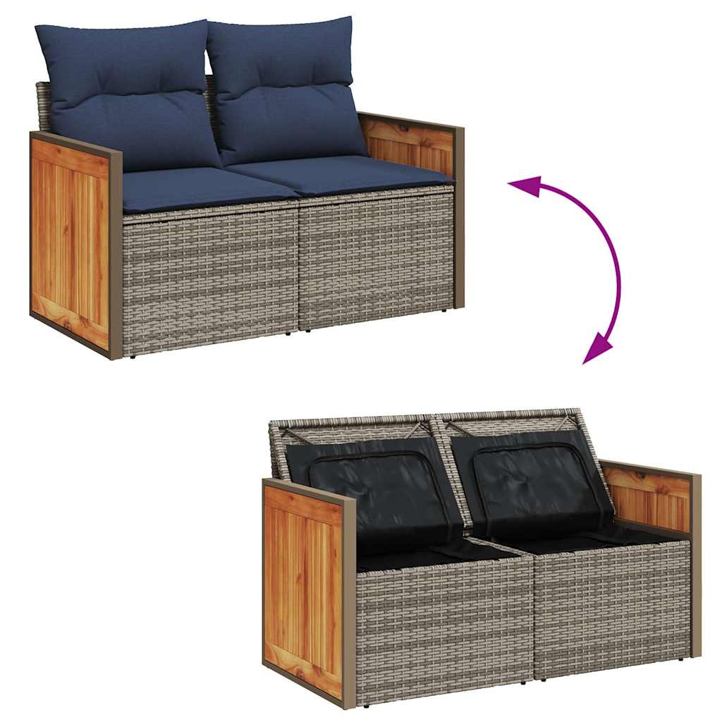 Ensemble de canapés de jardin 11 pcs et coussins rotin acacia