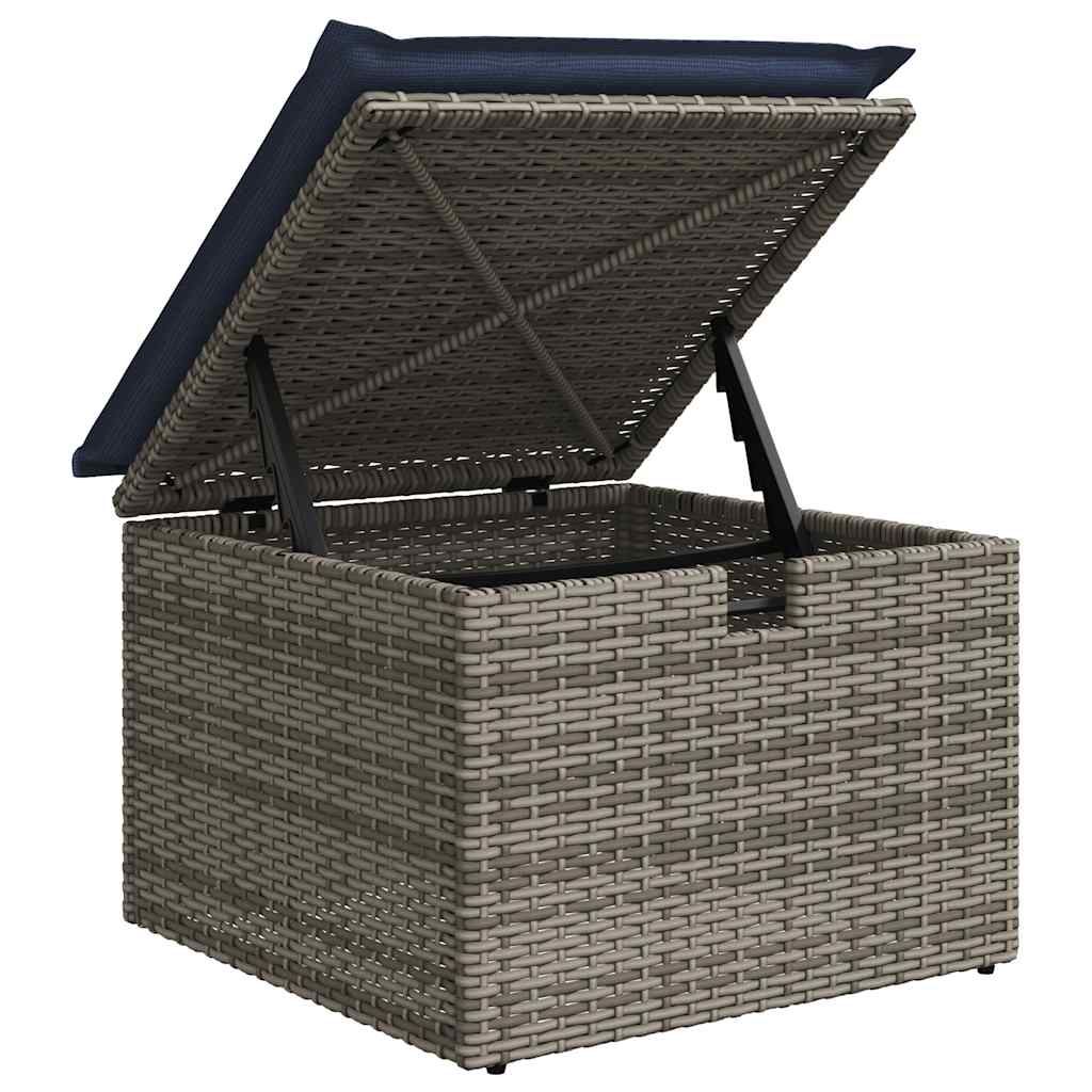 Salon de jardin 8pcs avec coussins gris résine tressée