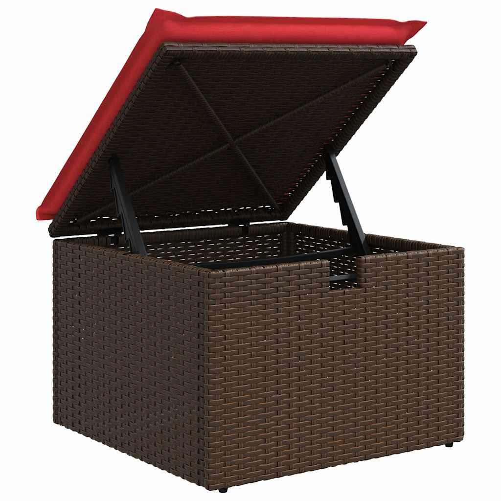 Salon de jardin avec coussins 9 pcs marron résine tressée acacia
