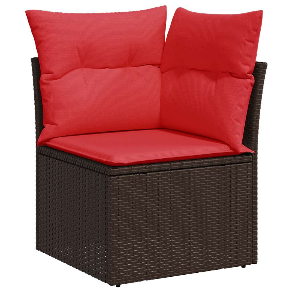 Salon de jardin avec coussins 8 pcs marron résine tressée acacia